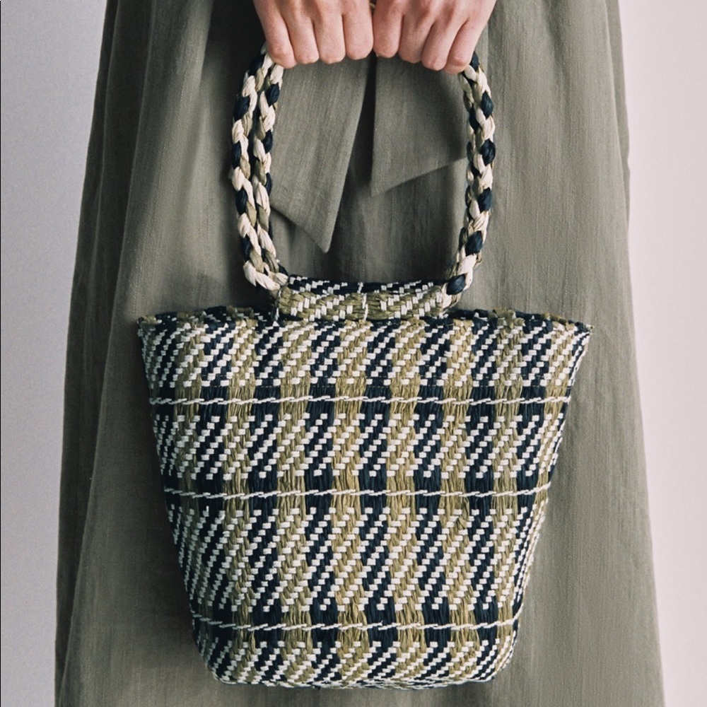 New Zara Metallic Woven Basket Bag